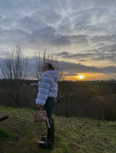 Load image into Gallery viewer, Hooded Crop Ring Fox Fur Coat Full Sleeves