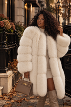 Load image into Gallery viewer, Long Vertical Fox Fur Coat Full Sleeves