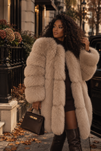Load image into Gallery viewer, Long Vertical Fox Fur Coat Full Sleeves