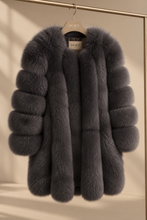 Load image into Gallery viewer, Long Vertical Fox Fur Coat Full Sleeves
