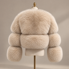 Load image into Gallery viewer, Nude Cropped Fox &amp; Leather Coat
