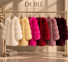 Load image into Gallery viewer, Long Vertical Fox Fur Coat Full Sleeves