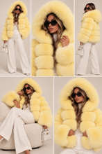 Load image into Gallery viewer, Hooded Crop Ring Fox Fur Coat Full Sleeves