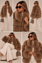 Load image into Gallery viewer, Collared Fox Fur Coat