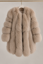 Load image into Gallery viewer, Long Vertical Fox Fur Coat Full Sleeves