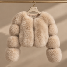 Load image into Gallery viewer, Nude Cropped Fox &amp; Leather Coat