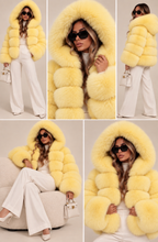 Load image into Gallery viewer, Hooded Crop Ring Fox Fur Coat Full Sleeves