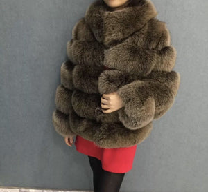 Collared Fox Fur Coat