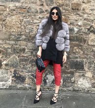 Load image into Gallery viewer, Crop Ring Fox Fur Coat Cropped Sleeves