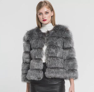 Crop Faux Fur Coat