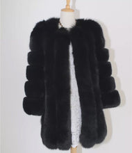 Load image into Gallery viewer, Long Vertical Fox Fur Coat Cropped Sleeves